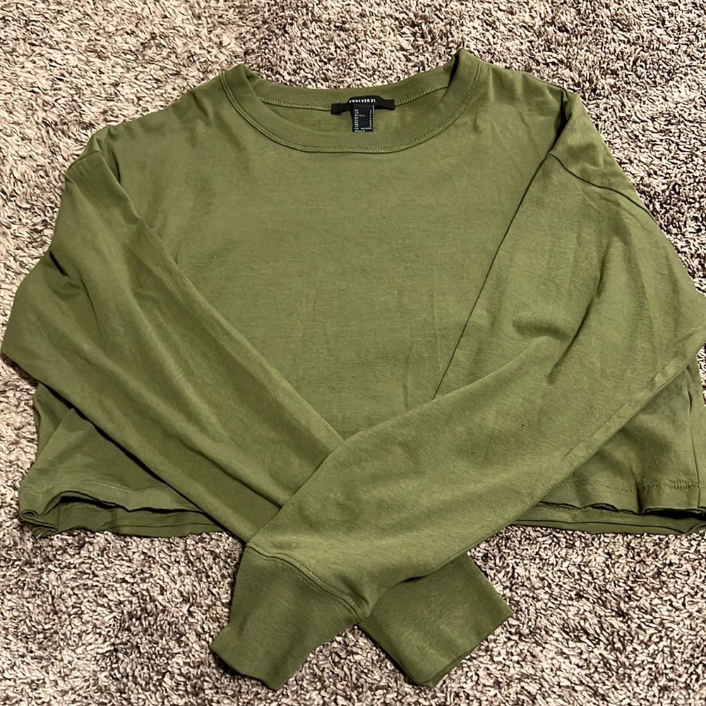Olive Green Crop Top/Long Sleeve